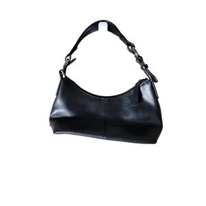 JONES NEW YORK Black Faux Leather Night Out Casual Shoulder Bag